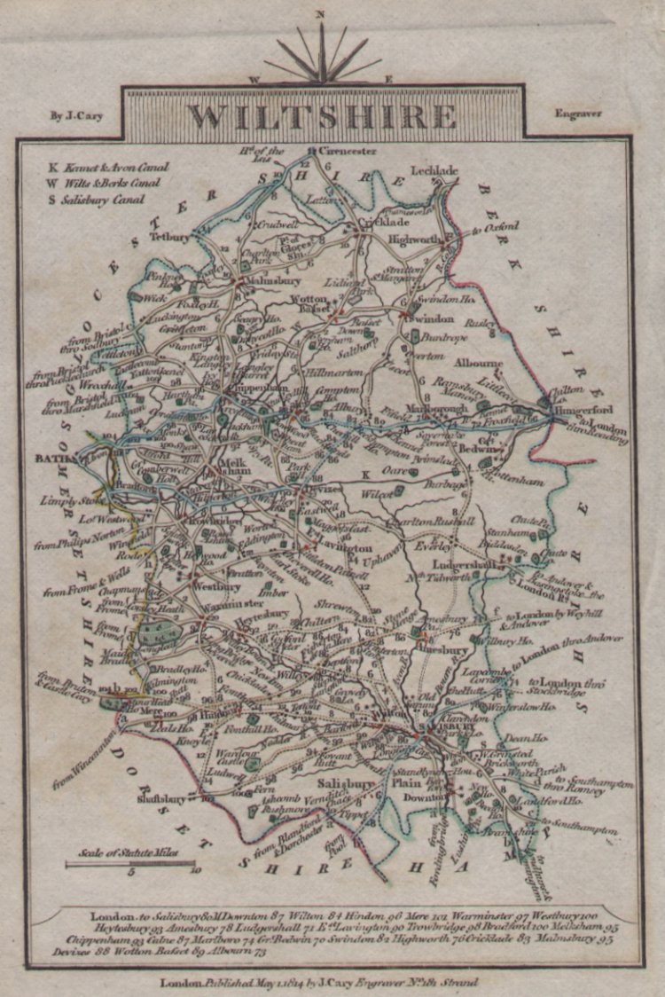 Map of Wiltshire - Cary